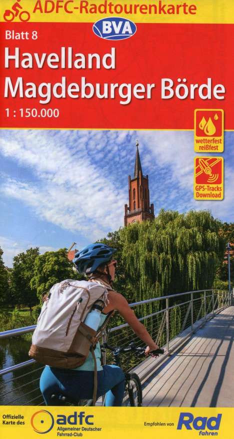 ADFC-Radtourenkarte 8 Havelland Magdeburger Börde 1:150.000, reiß- und wetterfest, E-Bike geeignet, GPS-Tracks Download, Karten