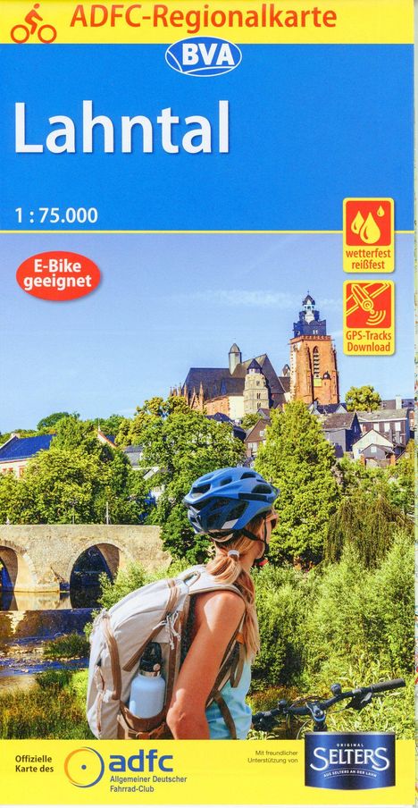 ADFC-Regionalkarte Lahntal, 1:75.000, mit Tagestourenvorschlägen, reiß- und wetterfest, E-Bike-geeignet, mit Knotenpunkten, GPS-Tracks Download, Karten
