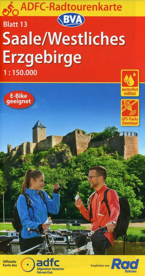 ADFC-Radtourenkarte 13 Saale /Westliches Erzgebirge 1:150.000, reiß- und wetterfest, E-Bike geeignet, GPS-Tracks Download, Karten
