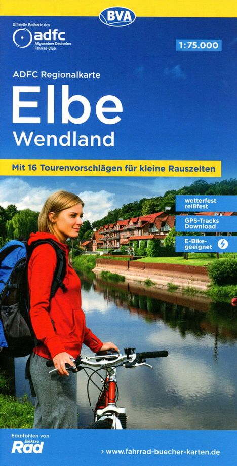 ADFC-Regionalkarte Elbe Wendland, 1:75.000, mit Tagestourenvorschlägen, reiß- und wetterfest, E-Bike-geeignet, GPS-Tracks Download, Karten