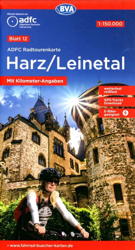 ADFC-Radtourenkarte 12 Harz /Leinetal 1:150.000, reiß- und wetterfest, E-Bike geeignet, GPS-Tracks Download, mit Bett+Bike Symbolen, mit Kilometer-Angaben, Karten
