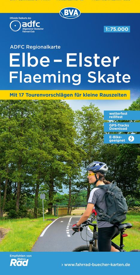 ADFC-Regionalkarte Elbe-Elster-Flaeming Skate, 1:75.000, reiß- und wetterfest, mit kostenlosem GPS-Download der Touren via BVA-website oder Karten-App, Karten