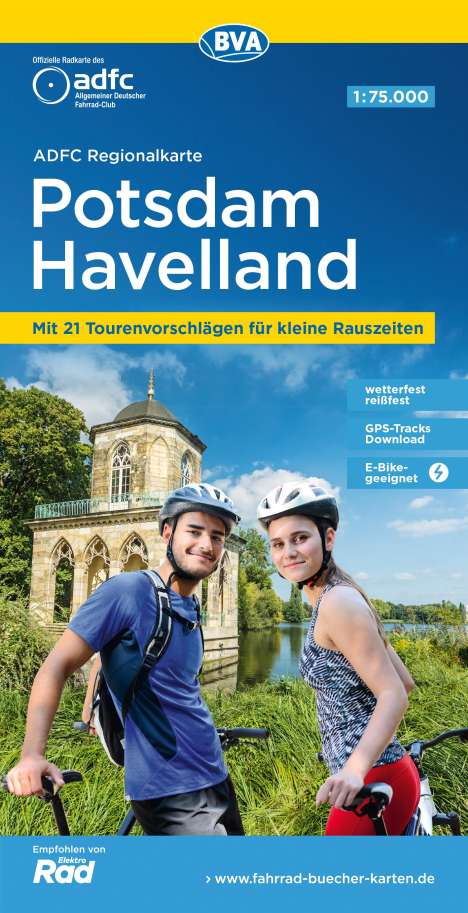 ADFC-Regionalkarte Potsdam Havelland, 1:75.000, mit Tagestourenvorschlägen, reiß- und wetterfest, E-Bike-geeignet, GPS-Tracks-Download, Karten