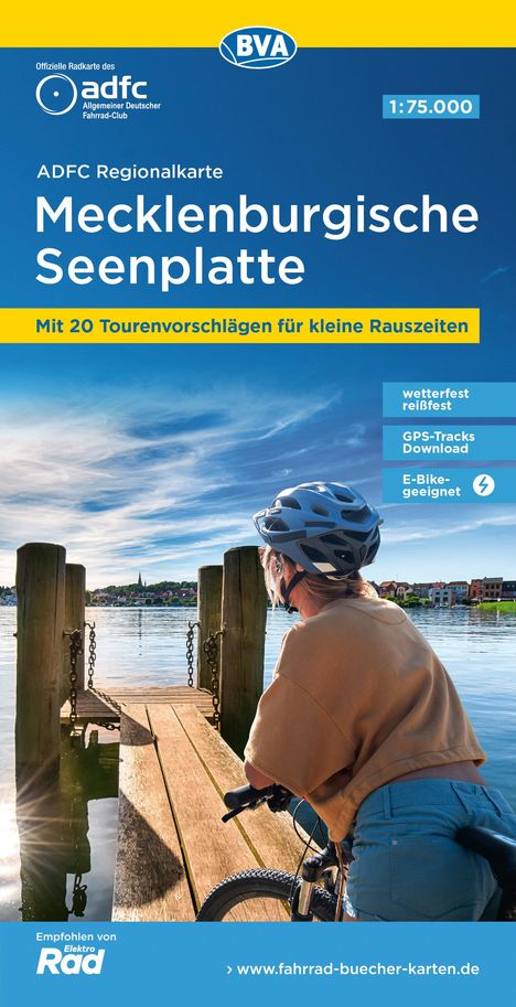 ADFC-Regionalkarte Mecklenburgische Seenplatte 1:75.000, reiß- und wetterfest, mit kostenlosem GPS-Download der Touren via BVA-website oder Karten-App, Karten