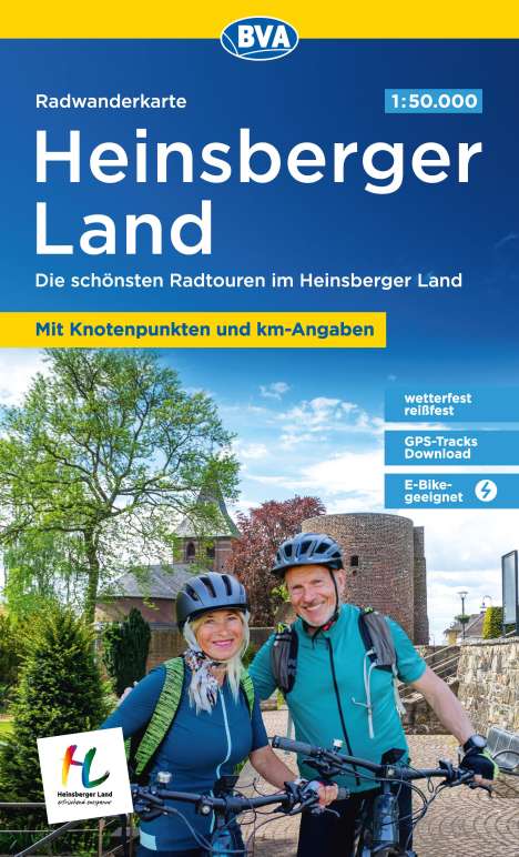 BVA Radwanderkarte Heinsberger Land 1:50.000, mit Knotenpunkten, reiß- und wetterfest, GPS-Tracks Download, E-Bike geeignet, Karten