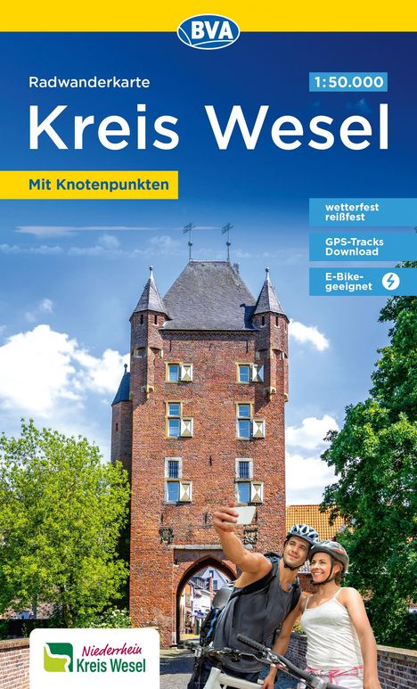 BVA Radwanderkarte Kreis Wesel 1:50.000, mit Knotenpunkten und km-Angaben, reiß- und wetterfest, GPS-Tracks Download, E-Bike geeignet, Karten