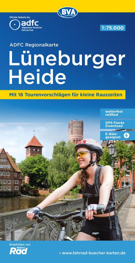 ADFC-Regionalkarte Lüneburger Heide, 1:75.000, mit Tagestourenvorschlägen, reiß- und wetterfest, E-Bike-geeignet, GPS-Tracks Download, Karten