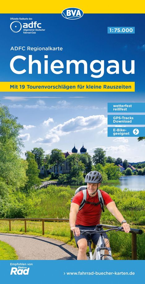 ADFC-Regionalkarte Chiemgau 1:75.000, mit Tagestourenvorschlägen, reiß- und wetterfest, E-Bike-geeignet, GPS-Tracks Download, Karten