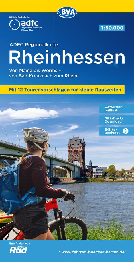 ADFC-Regionalkarte Rheinhessen, 1:50.000, mit Tagestourenvorschlägen, reiß- und wetterfest, E-Bike-geeignet, GPS-Tracks Download, Karten