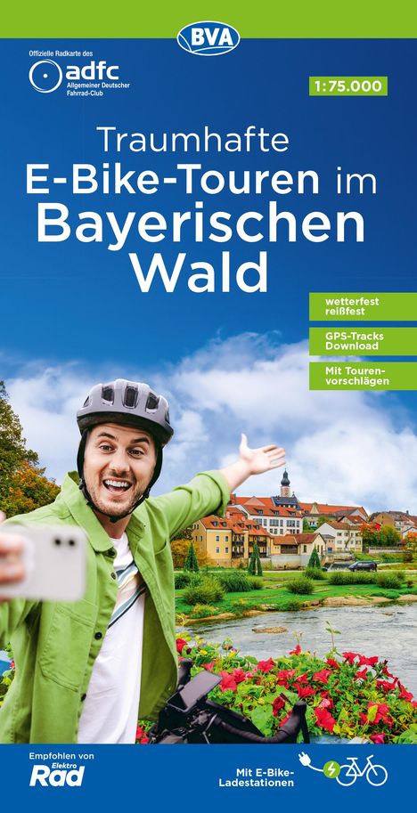 ADFC-Regionalkarte Traumhafte E-Bike-Touren im Bayerischen Wald, 1:75.000, mit Tagestourenvorschlägen, reiß- und wetterfest, GPS-Tracks Download, Karten