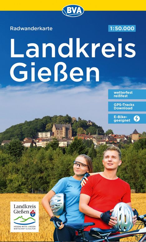 BVA Radwanderkarte Landkreis Gießen 1:50.000, reiß- und wetterfest, GPS-Tracks Download, E-Bike geeignet, Karten