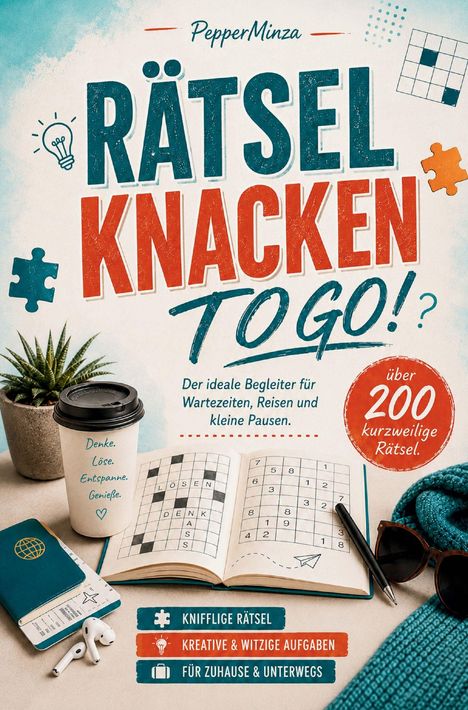 „Rätsel knacken TOGO!“, über 200 Rätsel. Denke, Löse, Entspanne, Genieße. Bunte Dinge rund um Rätselbuch.