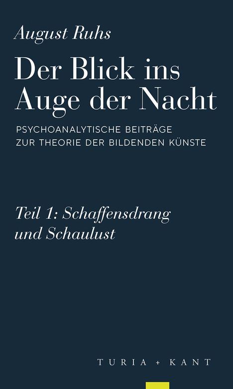 Text: "August Ruhs, Der Blick ins Auge der Nacht". Dunkler Hintergrund, eleganter Schriftzug, Verlag: Turia + Kant.