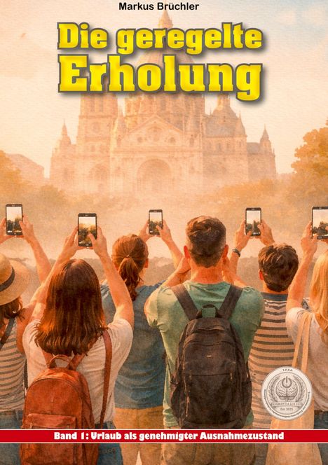 „Markus Brüchler. Die geregelte Erholung. Band 1: Urlaub als genehmigter Ausnahmezustand.“ Viele Menschen mit Handys.