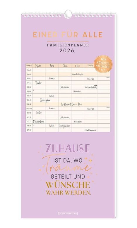 Familienplaner 2026 Einer für alle, Kalender