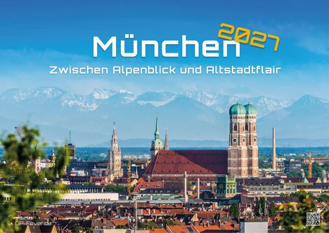 „München 2027, Zwischen Alpenblick und Altstadtflair“; Panoramaansicht der Stadt mit Alpen im Hintergrund.