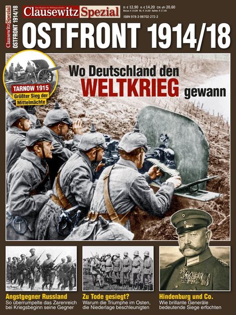 Magazin-Cover: "Ostfront 1914/18. Wo Deutschland den Weltkrieg gewann." Soldaten, Kanonen, Hindenburg-Porträt.