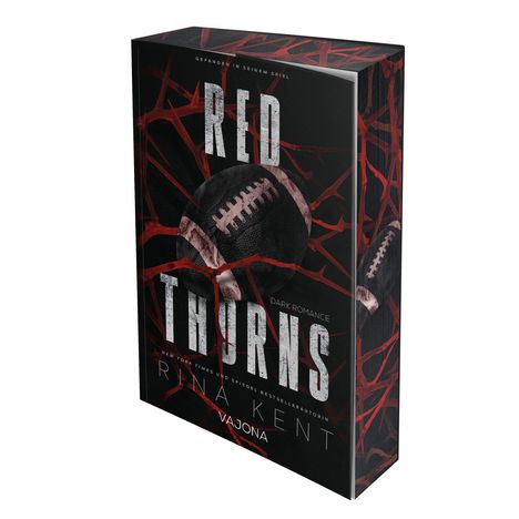 „Red Thorns“, dunkle Romantik, von Rina Kent. Ein Football mit roten Dornen.