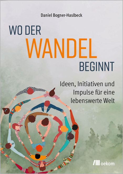 Titel: Wo der Wandel beginnt. Untertitel: Ideen, Initiativen und Impulse für eine lebenswerte Welt. Menschen im Kreis.
