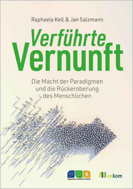 "Verführte Vernunft" von Raphaela Kell & Jan Salzmann. Menschen formen einen Pfeil nach rechts. Regionale Resilienz Aachen.