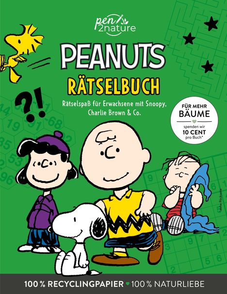 Text "COVER IN ARBEIT" und Logo "pen²nature". Grüner Hintergrund, weiße Buchillustration.