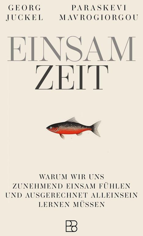 Text: "Einsam Zeit", darunter eine Illustration eines kleinen Fisches. Unten ein Logo mit stilisierten Buchstaben "BB".