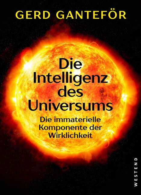 Text: Gerd Ganteför, Die Intelligenz des Universums, Die immaterielle Komponente der Wirklichkeit. Ein brennendes Sonnenmotiv.