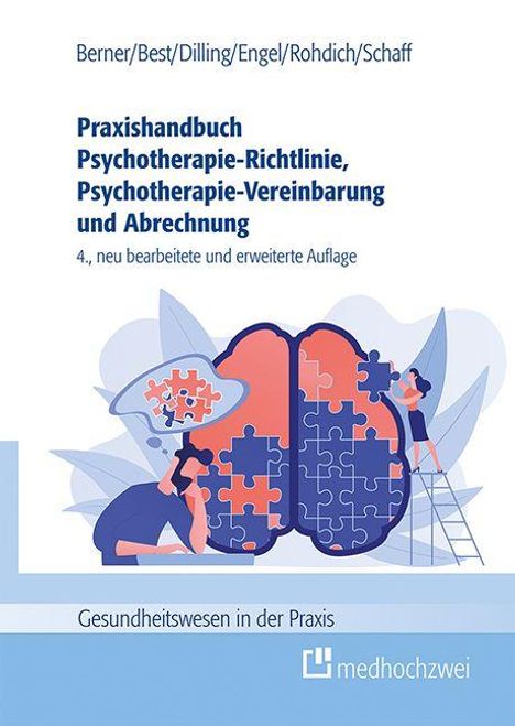 Titel: Praxishandbuch Psychotherapie-Richtlinie, Vereinbarung. Illustration: Menschen fügen Puzzle-Teile zusammen.