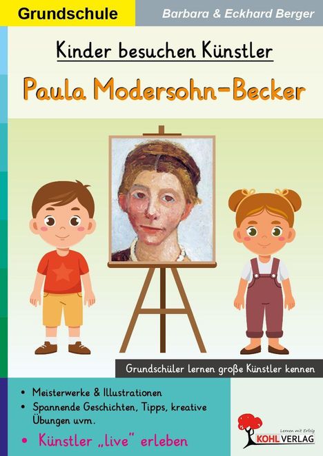 "Grundschule: Kinder besuchen Künstler. Paula Modersohn-Becker. Grundschüler lernen große Künstler kennen."  
Illustration: Kind und Gemälde.