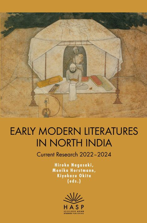 "EARLY MODERN LITERATURES IN NORTH INDIA, Current Research 2022–2024." Gemälde eines Mannes und Dieners in einem Zelt.