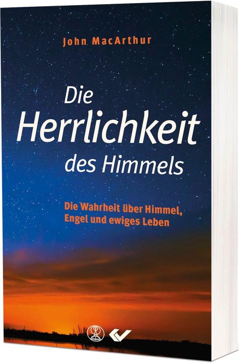 "Die Herrlichkeit des Himmels" von John MacArthur. Himmel bei Nacht mit orangerotem Horizont.