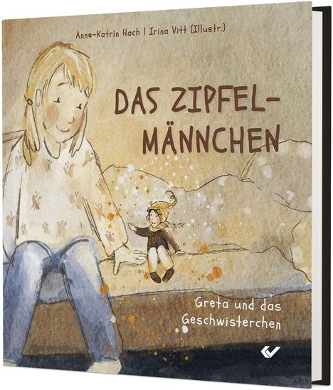 Buchtitel: "Das Zipfelmännchen". Illustration zeigt ein Kind neben einer kleinen Figur auf einem Bett sitzend.