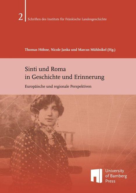 Titel: "Sinti und Roma in Geschichte und Erinnerung: Europäische und regionale Perspektiven". Illustration mit Person. Logo.