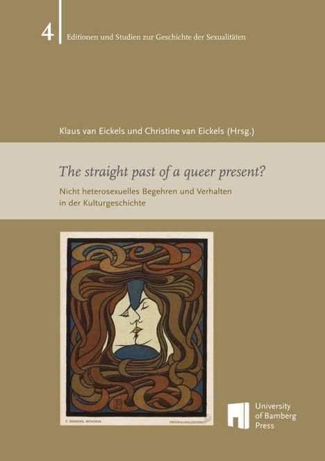 Ausgabe 4. "The straight past of a queer present?". Illustration: Zwei Gesichter in einem kunstvollen, abstrahierten Stil.