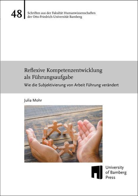 Titel: Reflexive Kompetenzentwicklung als Führungsaufgabe. Bild: Hände halten eine Kette aus Papiermenschen.