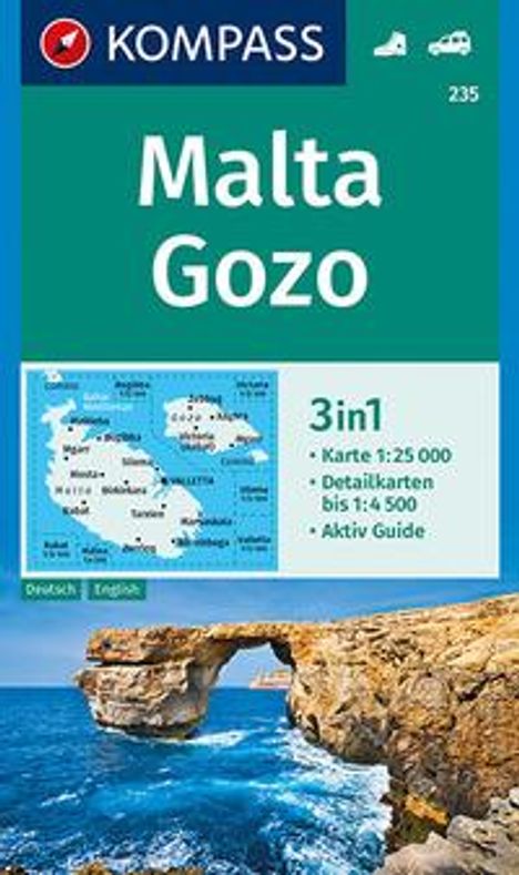 KOMPASS Wanderkarte 235 Malta, Gozo 1:25.000, Karten