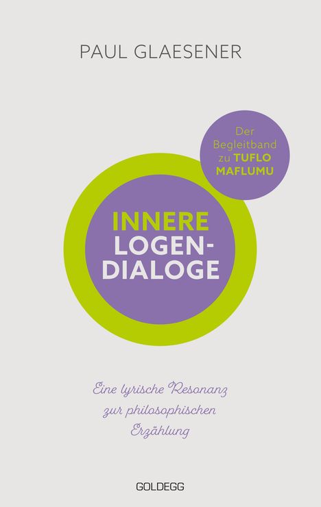"INNERE LOGEN-DIALOGE" im grünen Kreis auf lila Hintergrund. Text oben: "PAUL GLAESENER," unten: "GOLDEGG."