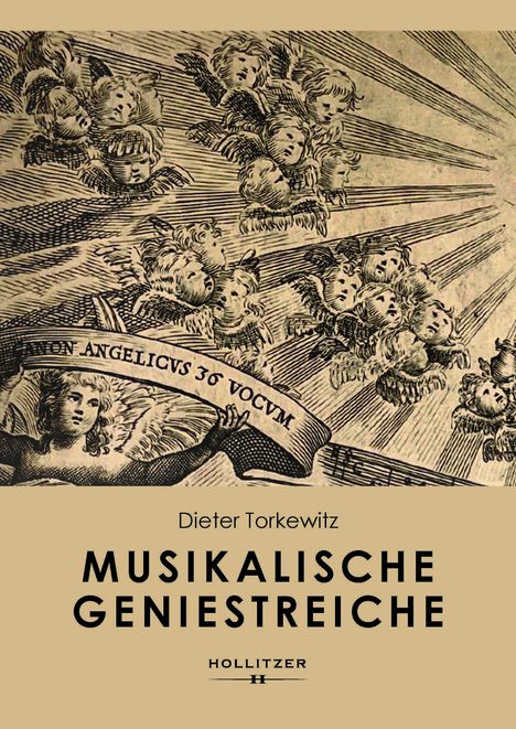 Text: "Dieter Torkewitz, MUSIKALISCHE GENIESTREICHE." Illustration: Engel und Putten in klassischem Stil, Strahlen im Hintergrund.