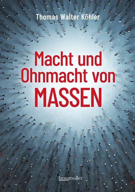 Buchtitel: "Macht und Ohnmacht von Massen" von Thomas Walter Köhler. Hintergrund: Menschenmengen von oben.