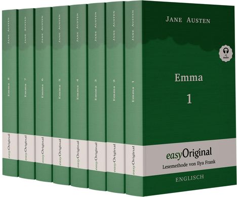 Jane Austen: Emma - Teile 1-8 (Buch + 8 MP3 Audio-CDs) - Lesemethode von Ilya Frank - Zweisprachige Ausgabe Englisch-Deutsch, Buch