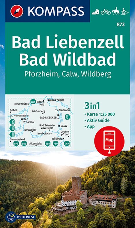 KOMPASS Wanderkarte 873 Bad Liebenzell, Bad Wildbad 1:25.000, Karten