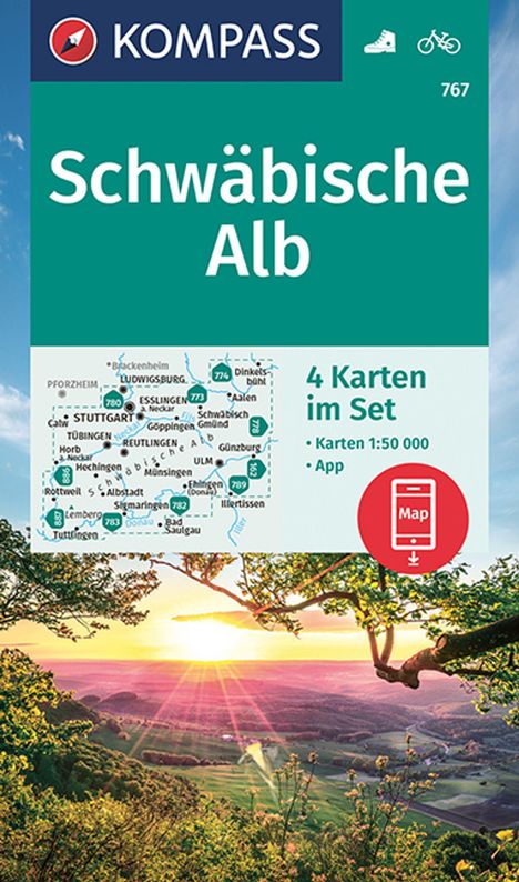 KOMPASS Wanderkarten-Set 767 Schwäbische Alb (4 Karten) 1:50.000, Karten