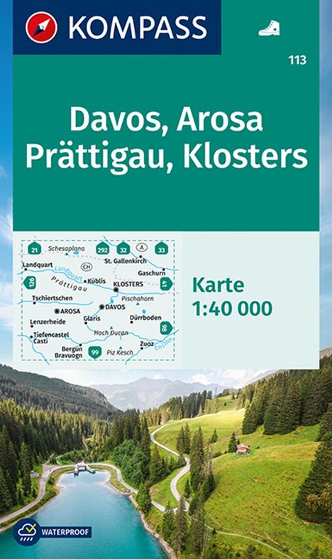 KOMPASS Wanderkarte 113 Davos, Arosa, Prättigau, Klosters 1:40.000, Karten