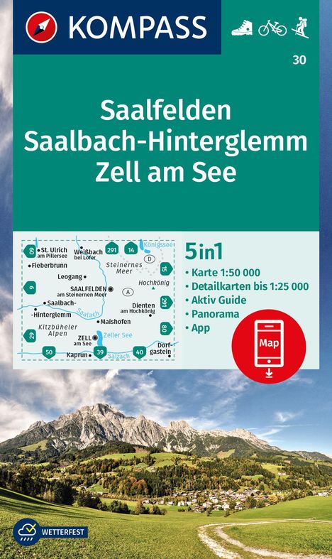 KOMPASS Wanderkarte 30 Saalfelden, Saalbach-Hinterglemm, Zell am See 1:50.000, Karten