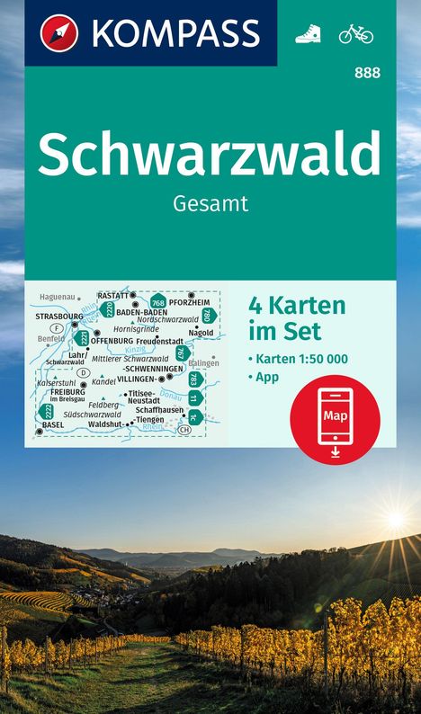 KOMPASS Wanderkarten-Set 888 Schwarzwald Gesamt (4 Karten) 1:50.000, Karten