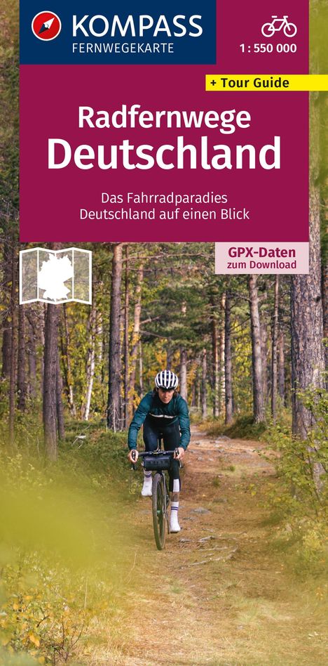 KOMPASS Radfernwegekarte Radfernwege Deutschland 1:550.000, Karten