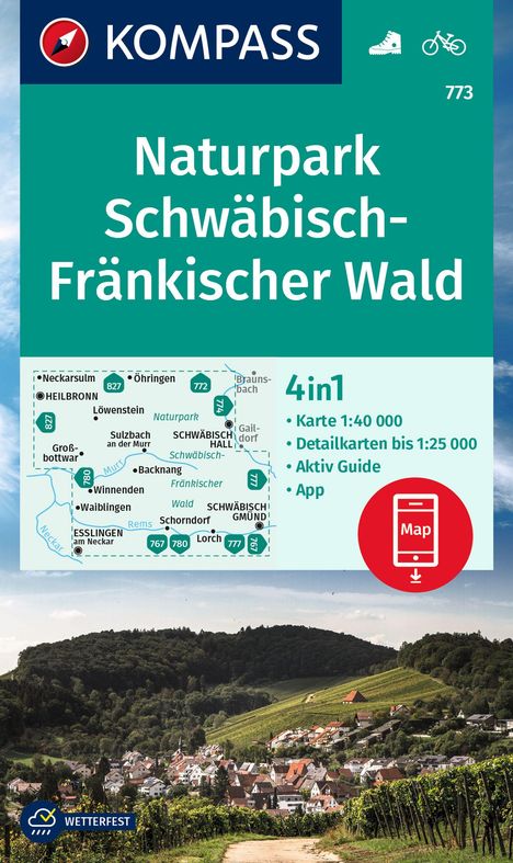 KOMPASS Wanderkarte 773 Naturpark Schwäbisch-Fränkischer Wald 1:40.000, Karten