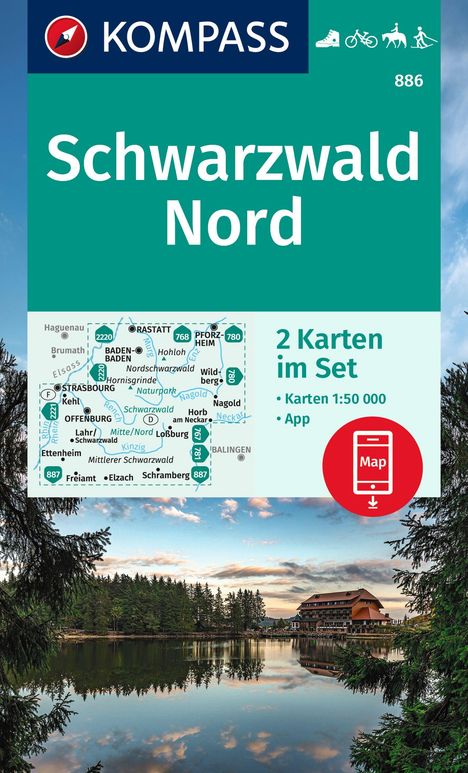 KOMPASS Wanderkarten-Set 886 Schwarzwald Nord (2 Karten) 1:50.000, Karten