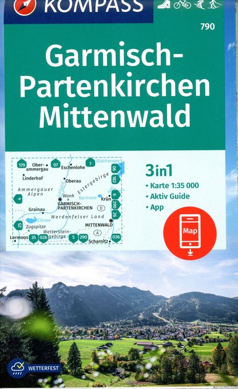 KOMPASS Wanderkarte 790 Garmisch-Partenkirchen, Mittenwald 1:35.000, Karten