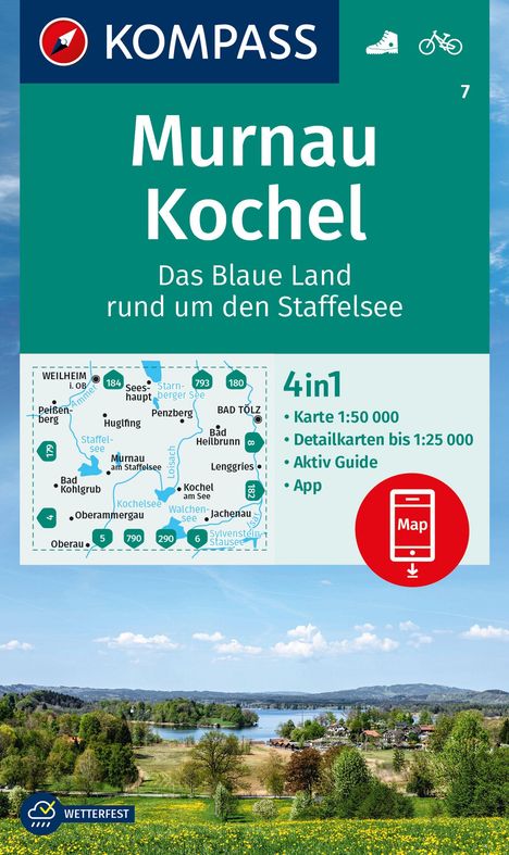 KOMPASS Wanderkarte 7 Murnau, Kochel - Das blaue Land rund um den Staffelsee 1:50.000, Karten